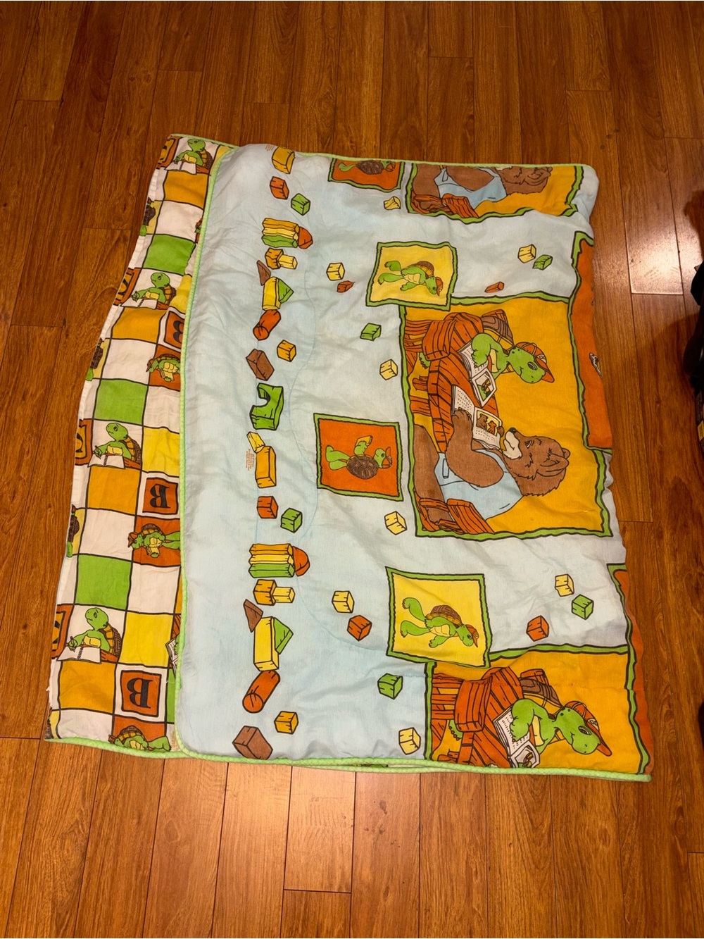 Vintage Franklin The Turtle Twin Sized Bed Sheet Comforter